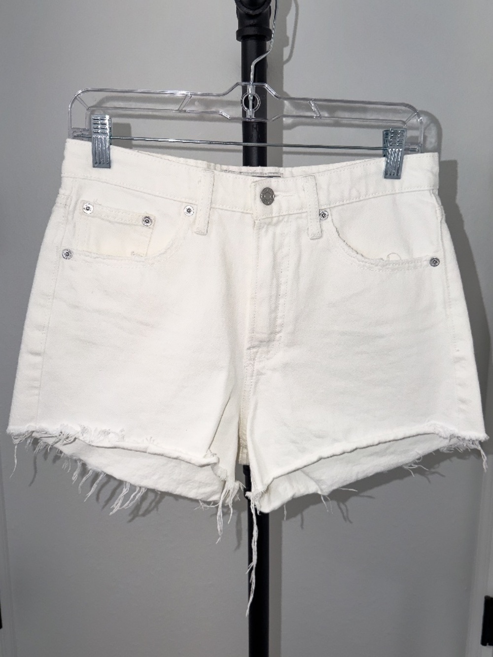Lucky Brand Off-White Frayed Hem Denim Shorts